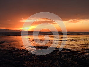 Dark orange sunset at East Wittering