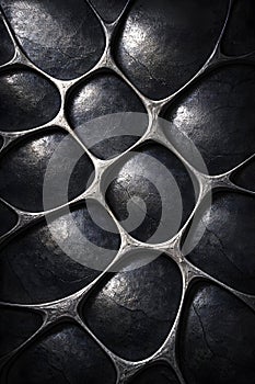 Dark Organic Voronoi Texture With Leather Like Surface And Dramatic Industrial Lighting