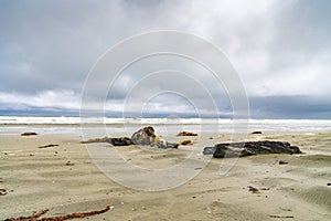 Dark overcast day at Oreti Beach