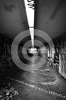Dark pedestrian underpass