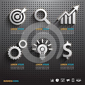 Dark pegboard background with business Tools.