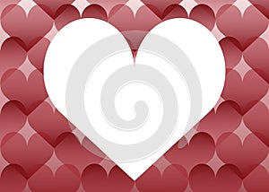 Dark pink hearts texture pattern with blank white heart background. Love Ilustration.