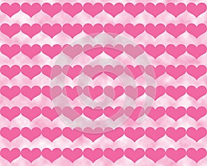 Dark Pink Valentine Hearts on Cloudy Light Pink Background