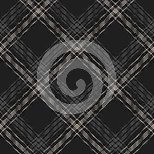 Dark plaid pattern vector for winter fabrics. Seamless diagonal tartan check plaid.