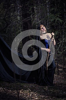 Dark portrait of the forest keeper. Fantasy and