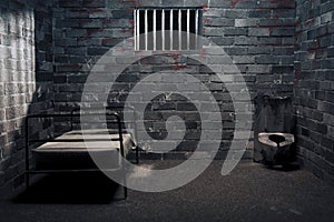 Dark prison cell at night