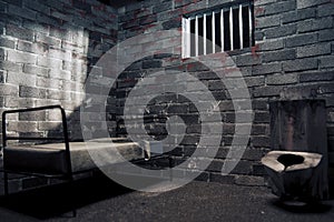 Dark prison cell at night