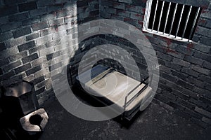 Dark prison cell at night