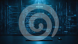 Dark Programming Interface with Cyber Code on Screen