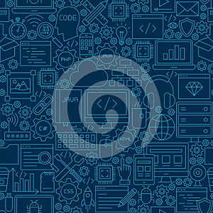 Dark Programming Line Seamless Pattern