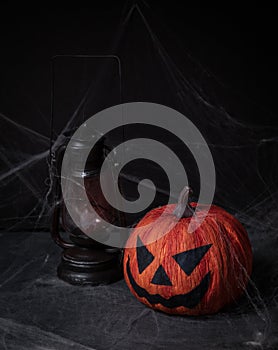 Dark pumpkin halloween in black background