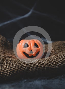 Dark pumpkin halloween in black background