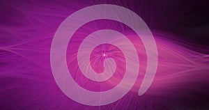 Dark purple abstract twisted light fiber wave texture falling swirls effect with curved trail shining pattern on purple