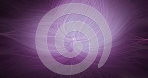 Dark purple abstract twisted light fiber wave texture falling swirls effect with curved trail shining pattern on purple