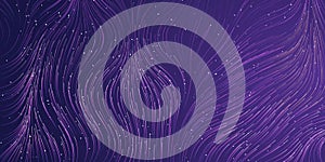 Dark Purple Curving, Bending, Flowing Energy Lines Pattern on Starry Sky