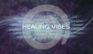 Dark Purple Healing Vibes Flowing Energy Word Wall Art