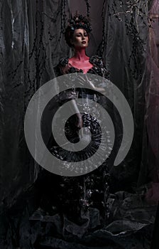 Dark queen in black fantasy costume
