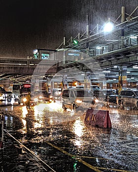 Dark rainyday rush traffic cars roads busy time weather photo