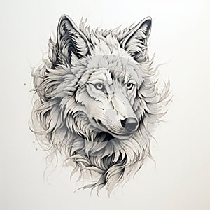 Dark And Raw Wolf Tattoo Illustration With Hidden Details photo
