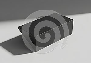 A dark rectangular prism casts a shadow isolated on white background