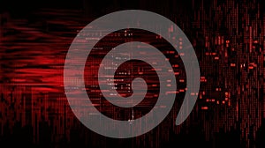 Dark red background with computer code