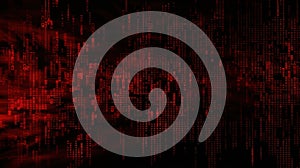 Dark red background with computer code