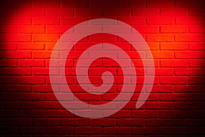 Dark red brick wall with heart shape light effect and shadow, ab