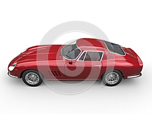 Dark red classic sports car - top side view