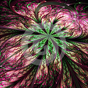 Dark red and green fractal flower