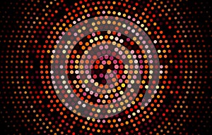Dark red halftone geometric circles, shapes. Interesting mosaic background