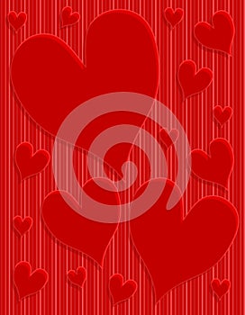 Dark Red Hearts Striped Background