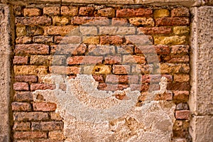 Dark red old bricks wall.
