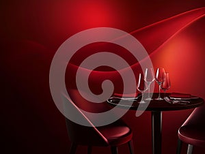 dark red restaurant interior elegant setting candles table setting