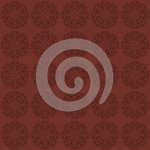 Dark red seamless background with ornamental pattern. Vector
