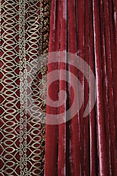 Dark red velvet curtains