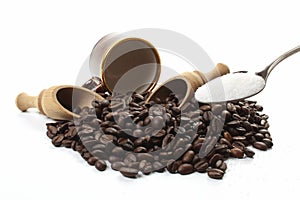 Dark roasted coffee beans