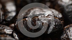 The dark roasted coffee beans.AI generated image