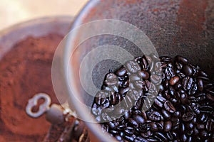 Dark Roasted Coffee Beans.