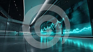 Futuristic Data Visualization Wall Display - AI generated