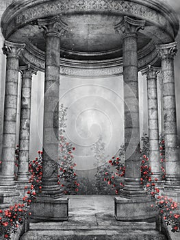 Dark rotunda with roses photo