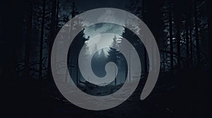 Dark and scary forest at the night