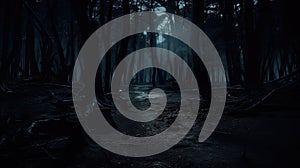 Dark and scary forest at the night