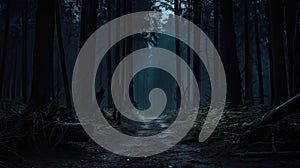 Dark and scary forest at the night