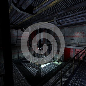 Dark and scary place in a scifi setting. 3D