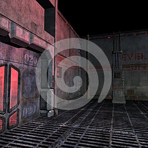 Dark and scary place in a scifi setting. 3D