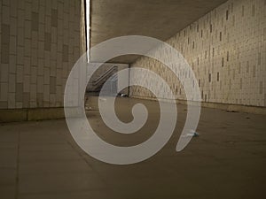 Dark scenery of an empty and dirty subway  corridor