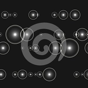 Dark seamless background with shinning white circles and points
