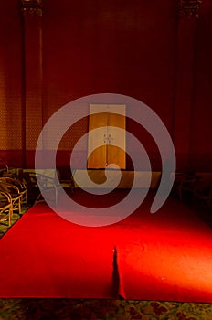 Dark secret old room with old-style interior.