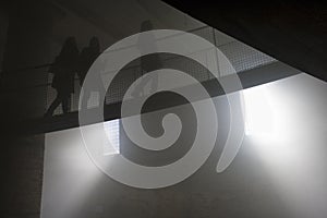 Dark shadowy building interior