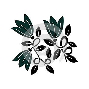 Dark siluette flower for tattoo, stamp, sticker and other design